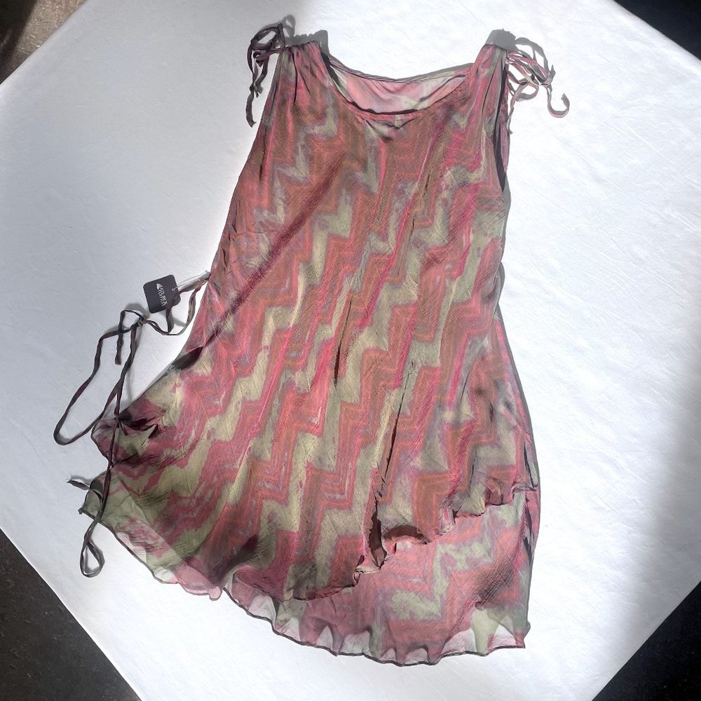 NTW Kate Beck Textiles NOLA Sheer Silk Tunic Sleeveless Mini Tunic Dress sz s